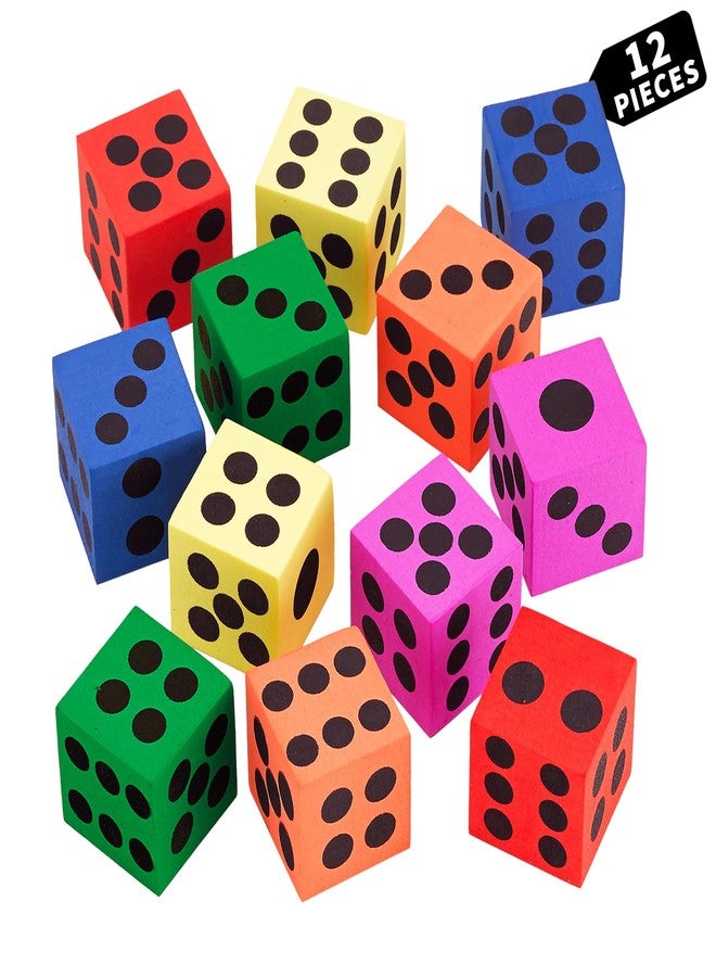 Playbees Big Foam Dice Set - 12-Pack, Jumbo, and Colorful Dice for Kids - Ideal for Boosting Math Skills in The Classroom, Great Gifts, and Party Fun - Image 1